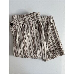Ann Taylor Loft‎ Women's 25/0 Modern Cuffed Crop Chevron Tan Brown Graphic Pant
